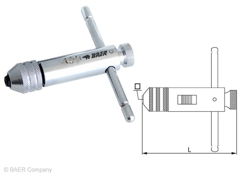 Baer Cırcır Kılavuz Kolu No:2 (M5-M12) 100 mm - 7/32''-1/2''