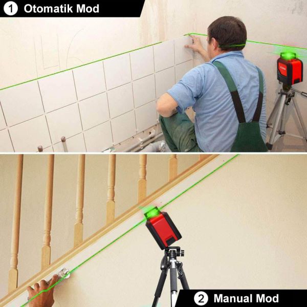 KOBB KBL30GTP Yatay 360° ve Dikey Otomatik Hizalamalı Yeşil Çapraz Çizgi Lazer Distomat 25 Mt + Tripod