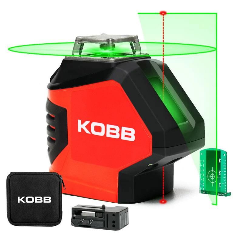 KOBB KBL88G Yatay 360° ve Dikey Otomatik Hizalamalı Nokta Şakül ve Yeşil Çapraz Çizgi Lazer Distomat 25 Mt