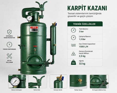 Eryıl Alttan Sepetli Karpit Kazanı 2,5 Kg – Profesyonel Güçlü ve Verimli Karpit Ocağı