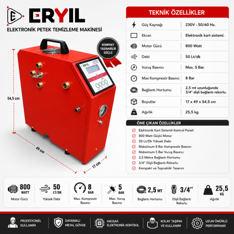 Eryıl TTM-02E Kompresörlü Petek Temizleme Makinası