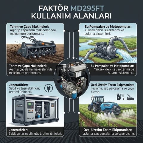 Factor FCMD295FT Marşlı Dizel Motor 22 Hp Konik Çapa Tip