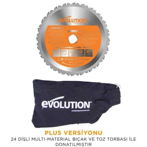 Evolution R210CMS Bileşik Gönye Kesme Makinesi 210 mm | 1200 W, 2750 Dev/Dak Profesyonel