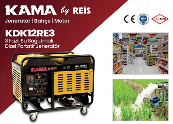 Kama By Reis KDK12RE3 Su Soğutmalı Dizel Jeneratör 12kVA Trifaze