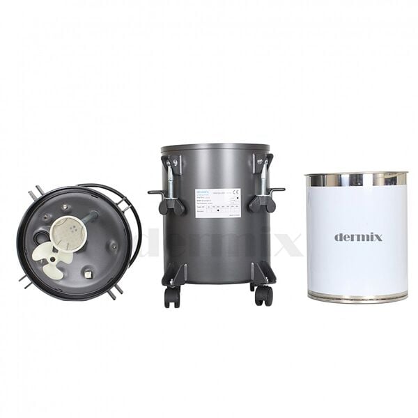 Dermix 20 Lt Otomatik Karıştırıcılı Basınçlı Tank – Galvaniz Gövde, Paslanmaz Kova Profesyonel Sistem
