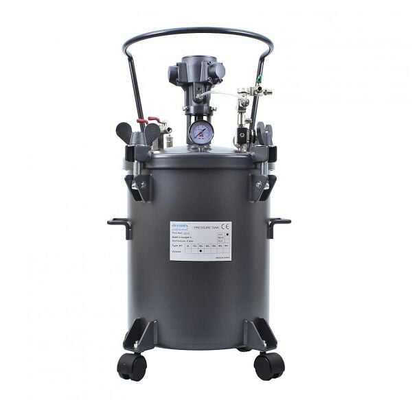 Dermix 20 Lt Otomatik Karıştırıcılı Basınçlı Tank – Galvaniz Gövde, Paslanmaz Kova Profesyonel Sistem