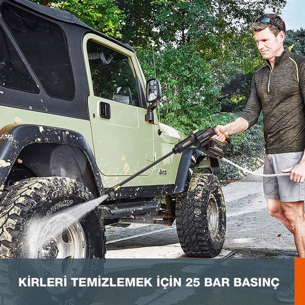 WORX Kömürsüz Basınçlı Yıkama Tabancası + 2 Parça Yıkama Seti