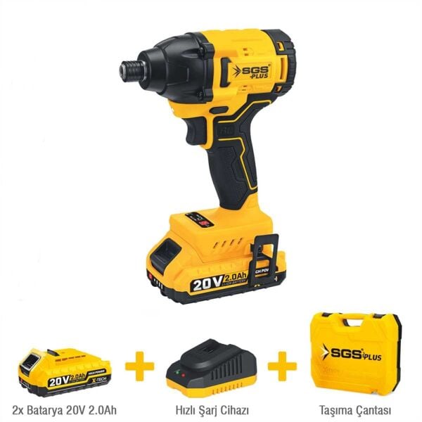 SGS SGS5500 20 V Akülü Darbeli Vidalama Seti – Kömürsüz Motor 330 Nm Tork-2×2.0 Ah