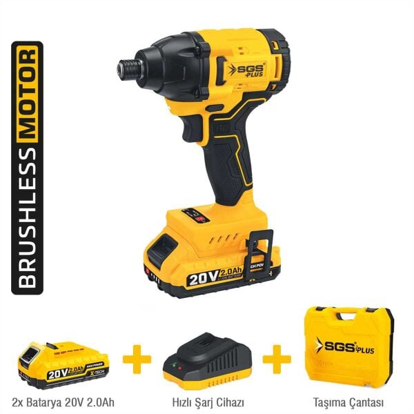 SGS SGS5500 20 V Akülü Darbeli Vidalama Seti – Kömürsüz Motor 330 Nm Tork-2×2.0 Ah