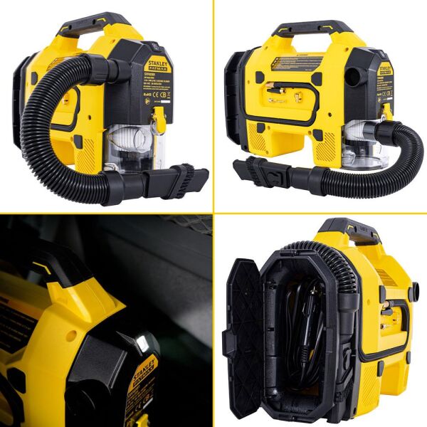 STANLEY SXVI02001 Dijital Göstergeli Lastik&Yatak Şişirme 12V/18V 160 PSI +Araç Süpürgesi (Akü Dahil Değildir) SXVI02001
