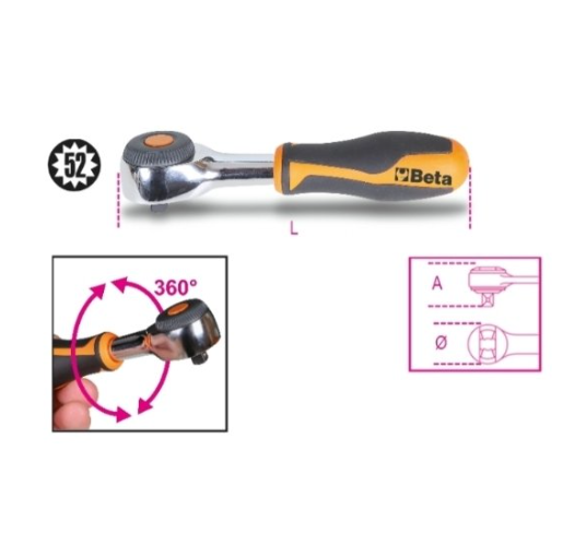 Beta 1/4'' Lokma Cırcır Kolu 900/58