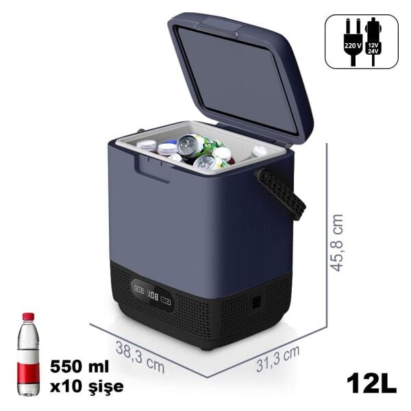 Coolist CLK12 12 Litre Taşınabilir Kompresörlü Oto Buzdolabı 12/24Volt/ 220Volt