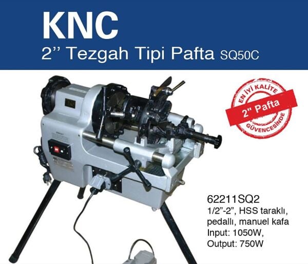 Knc SQ50C Tezgah Tipi Pafta Makinası Pedallı 1/2´´ - 2´´