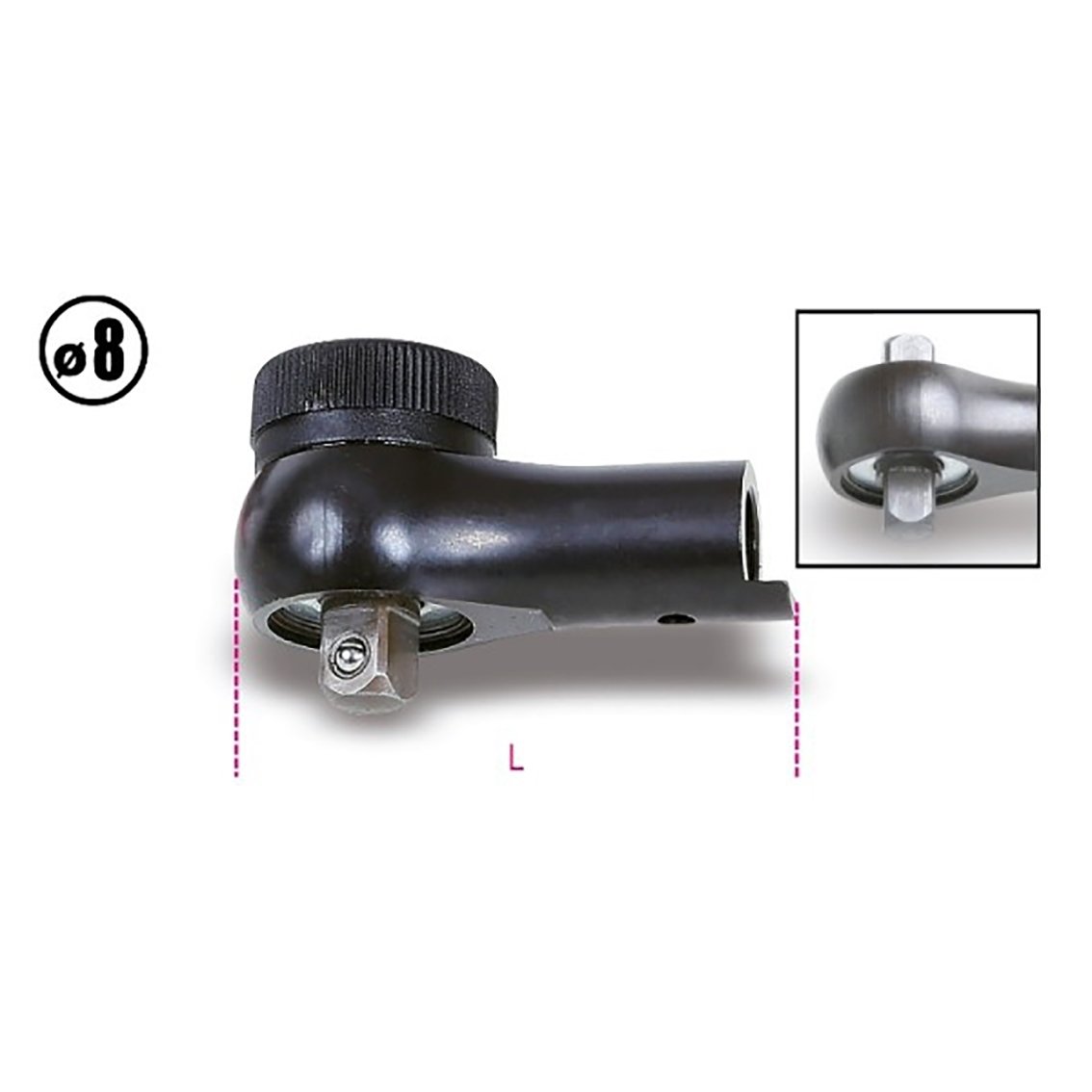 Beta 611 1/4'' Cırcır Kafası 8 Ø