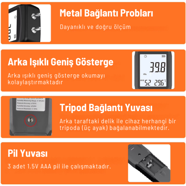 Smart Sensor AS511B Dijital Fark Basınç Manometresi 29.9 PSI | Diferansiyel Basınç Ölçümü