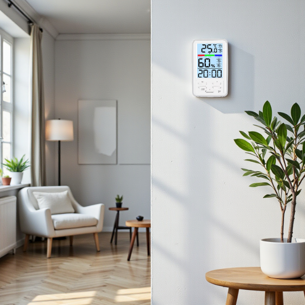 Loyka D7 Sıcaklık ve Nem Ölçer Saat Göstergeli | Arka Işıklı Dijital Termohigrometre