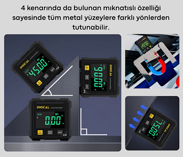 Loyka 5521 Dijital Açı Ölçer ve Eğim Ölçer 4x90° – 0.05° Çözünürlük, Lazerli, Şarjlı Type-C Profesyonel İnklinometre