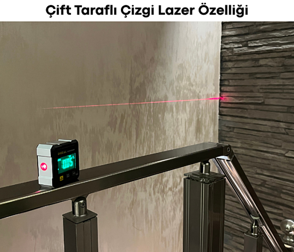 Loyka 5521 Dijital Açı Ölçer ve Eğim Ölçer 4x90° – 0.05° Çözünürlük, Lazerli, Şarjlı Type-C Profesyonel İnklinometre