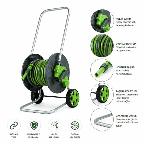 Daye DY61420XP Hortum Sarma Arabası 1/2'' -20 mt