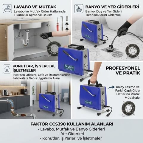 Factor CCS390 390W Elektrikli Kanal Gider Açma Makinesi Ø 32 mm – 100 mm