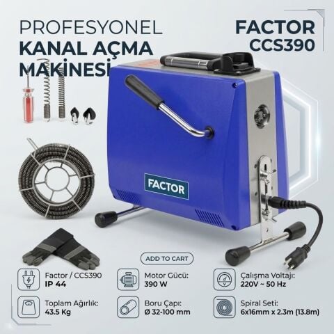 Factor CCS390 390W Elektrikli Kanal Gider Açma Makinesi Ø 32 mm – 100 mm