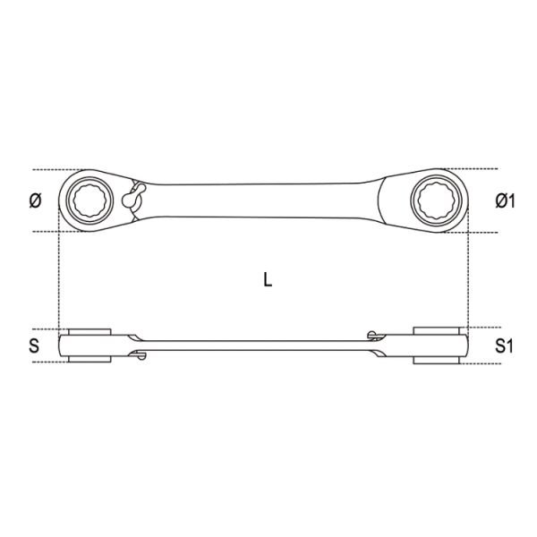 Beta 195 Düz Cırcır Yıldız Anahtar 16x18mm