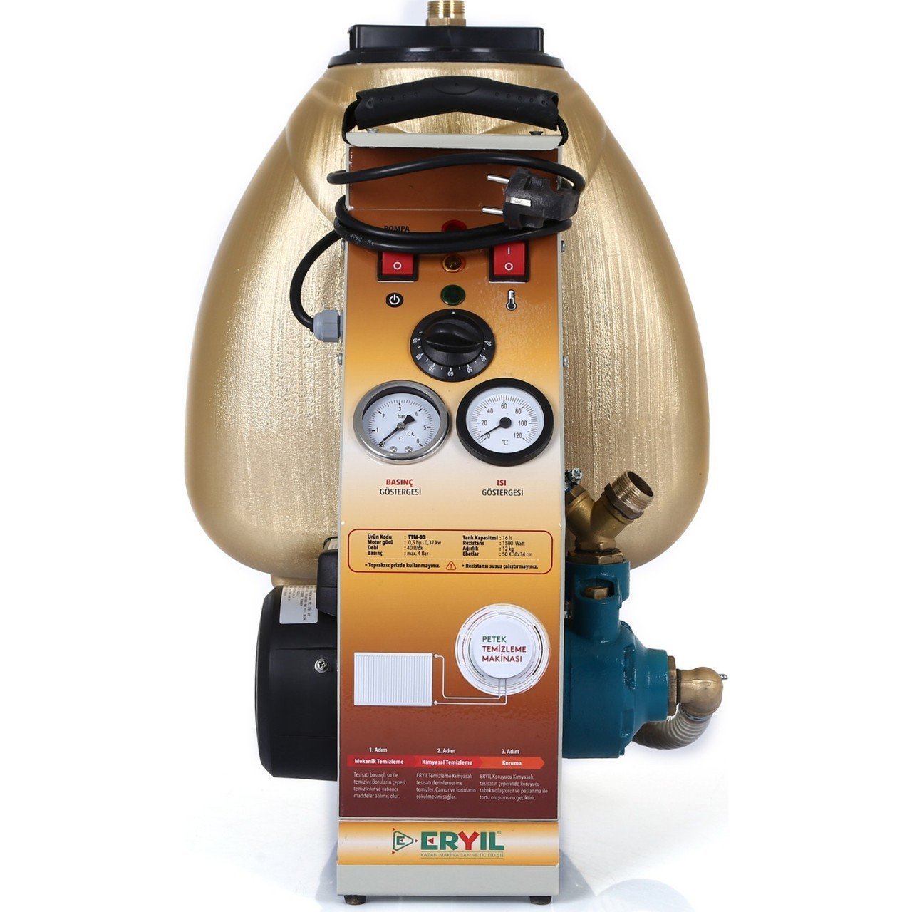 Eryıl TTM-03 Tek Yönlü Isıtıcılı Petek Temizleme Makinası 4 bar